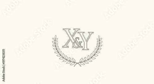 Elegant X and Y monogram with laurel wreath design