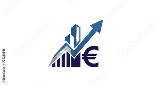 Financial growth logo with Euro currency symbol and rising chart