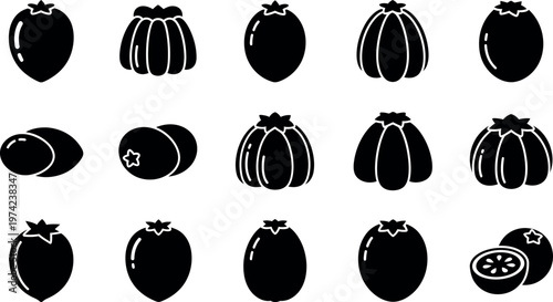 Black and white pomegranate fruit symbols