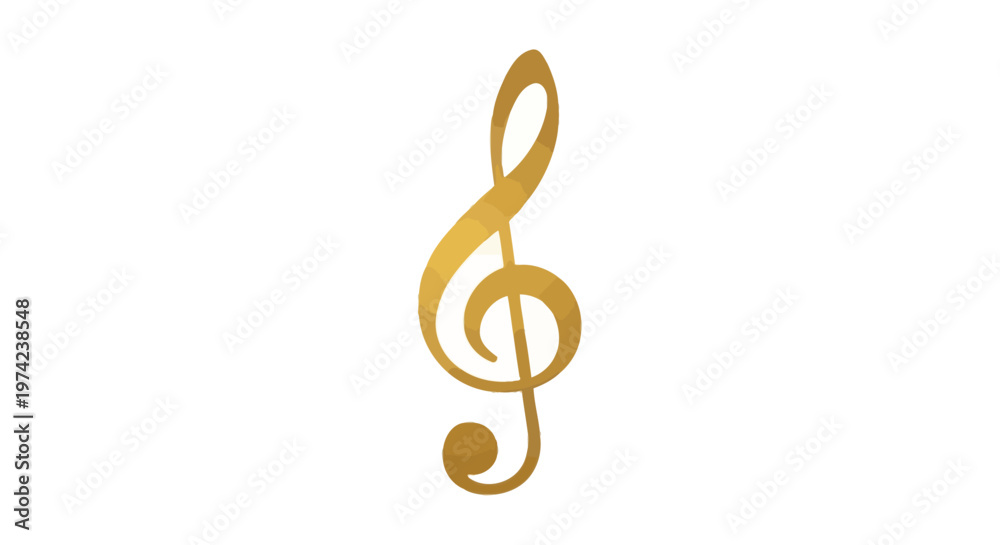 Obraz premium Golden treble clef musical symbol isolated on white background