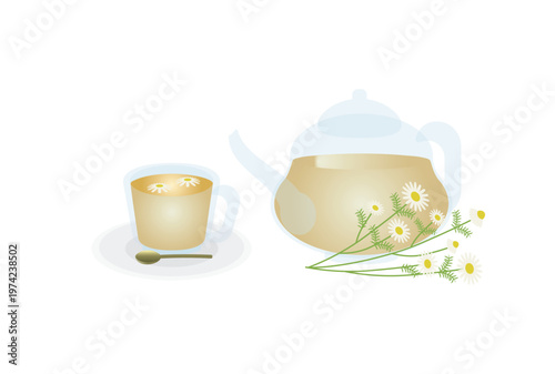 ガラスの容器に入ったホットカモミールティー