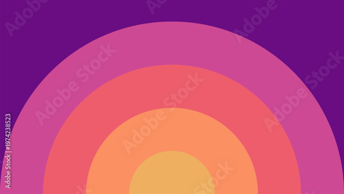 Abstract sunset illustration with semicircle layers and warm color gradient design
