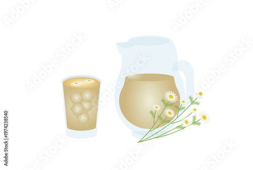 ガラスの容器に入ったアイスカモミールティー