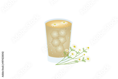 冷えたグラスに入ったアイスカモミールティー