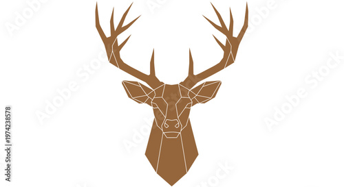 Geometric polygon deer head with antlers on white background