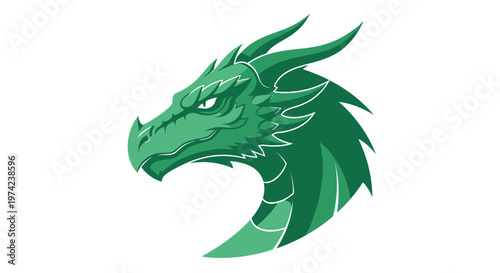 Green dragon head mascot logo illustration on white background