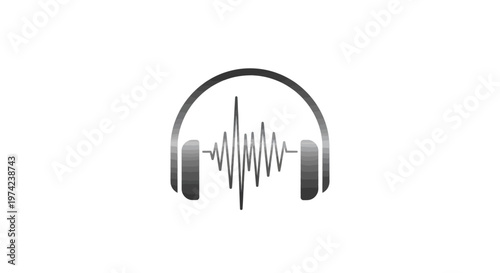 Headphones with sound wave equalizer icon for audio media
