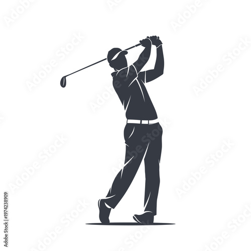 Male golfer silhouette swinging golf club during a game