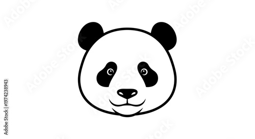 Minimalist black and white panda bear face icon logo