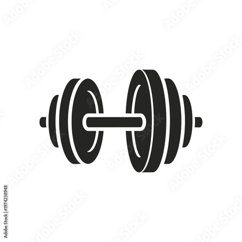 Minimalist black dumbbell icon representing fitness and strength
