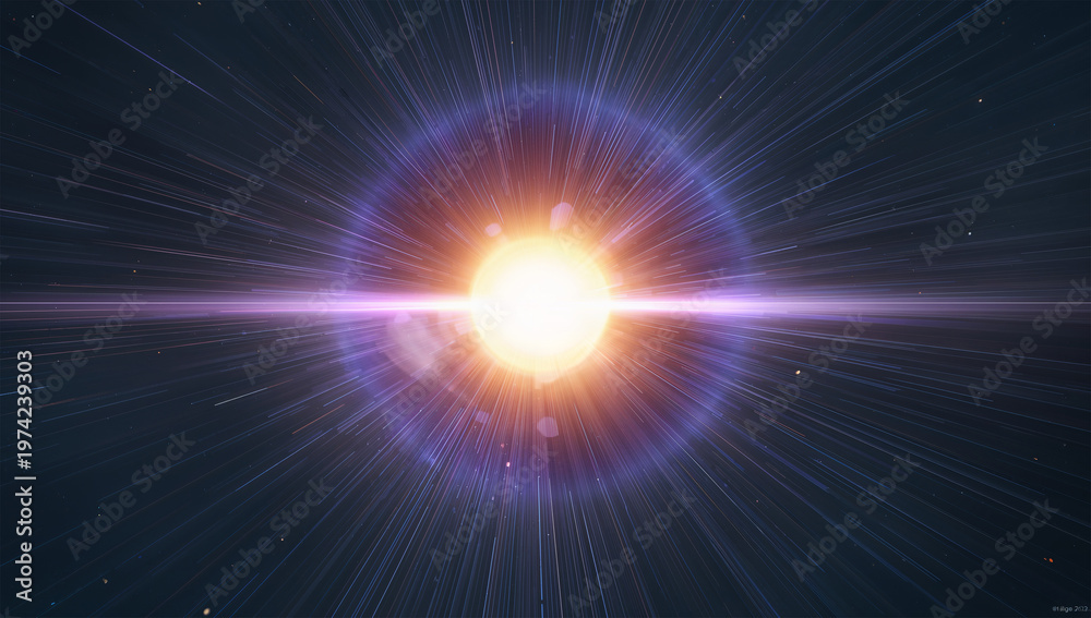 Fototapeta premium ワームホールのような光の裂け目を描く宇宙背景素材