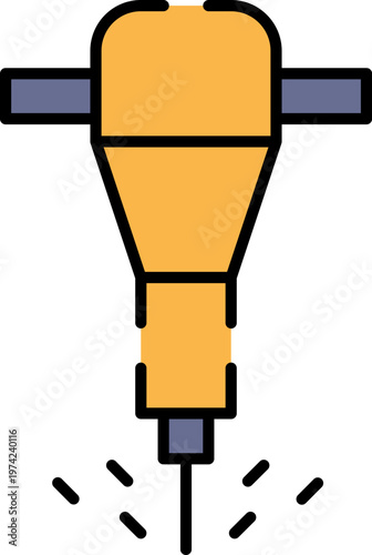 A yellow power drill is drilling into a surface with motion lines