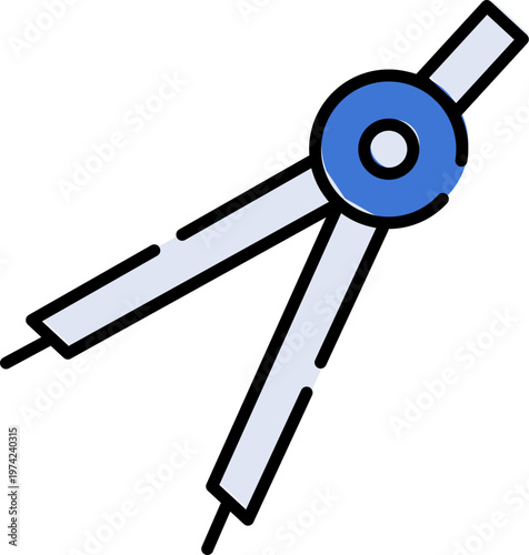 The illustration depicts a compass with a blue center and white arms on a white background.