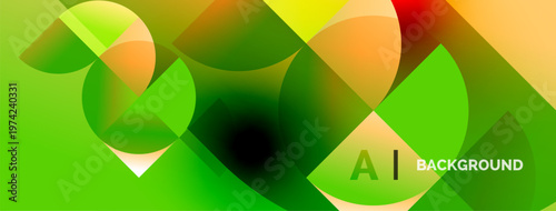 Abstract vibrant design. Overlapping circles create dynamic green, orange gradients. Modern background suitable for digital projects.