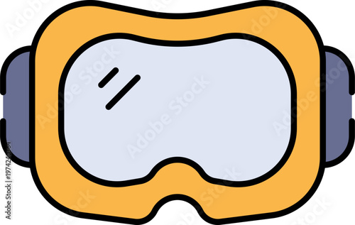 Illustration of a yellow virtual reality headset on a white background