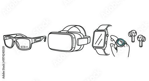 Virtual reality headset and smartwatch devices.