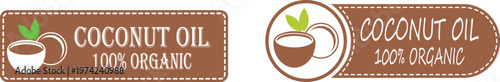 Coconut oil banner icon set collection group tropical natural organic fruit oil label symbol skincare cosmetic food ingredient healthy plant vector minimal flat design.