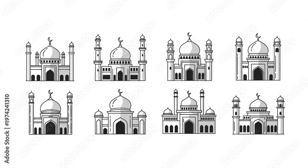 Fototapeta premium Collection of mosque architecture designs 1.