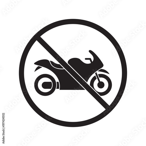 flat icon vector prohibition for motorcycles