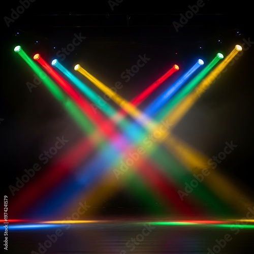 Colorful Stage Lights Beam Show.
