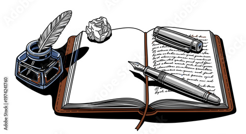 Vintage Fountain Pens and Journal.