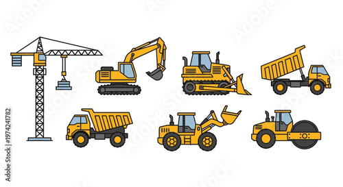 Yellow Construction Vehicles and Equipment 1.