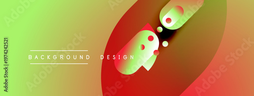 Abstract vibrant background. Gradient colors blend, creating dynamic shapes. Modern design elements offer visual interest.
