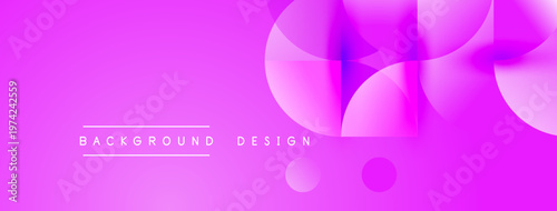 Bright pink background features overlapping circles, fluid shapes. Text reads background design. Modern, vibrant aesthetic.