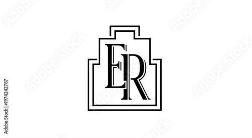 Elegant ER monogram logo on black and white background