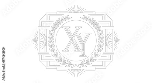 Elegant XY monogram logo with laurel wreath and classic frame