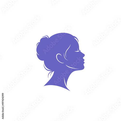 Female head silhouette with bun hairstyle in profile