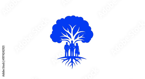 Family community tree logo with people and roots