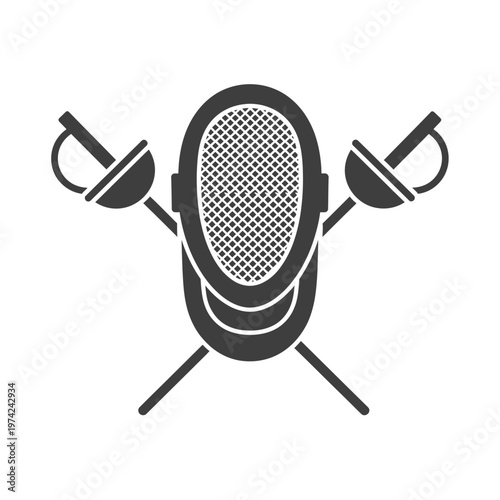 Fencing mask and crossed swords sport equipment icon