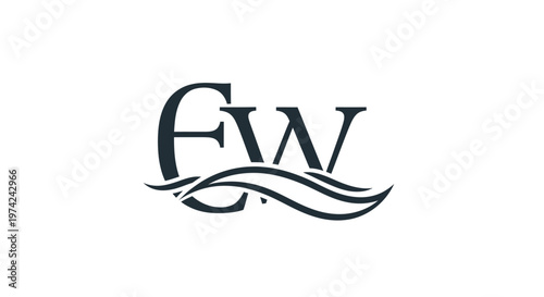 FW monogram logo with elegant wavy lines design
