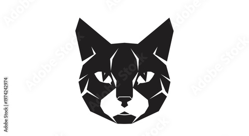 Geometric black cat face logo on white background