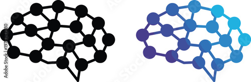 Black and blue gradient brain with connected node network structure