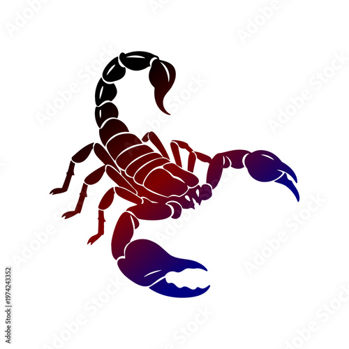 Red And Blue Gradient Scorpion Vector Illustration Isolated On White Background