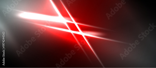 Abstract red energy streaks cross dark background. Bright white light emanates from intersection, creating dynamic visual effect.