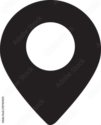 Precise Destination Icon: A clean, minimalistic location pin, perfectly designed to guide the viewer toward a specified point.