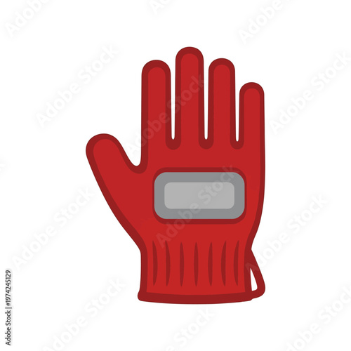 Red winter glove vector illustration isolated on white background for sports and safety designs