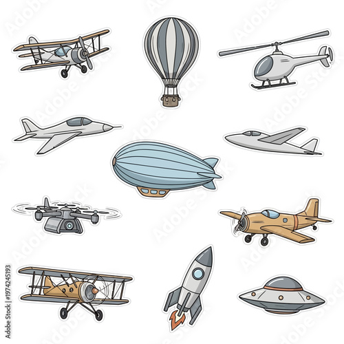 Collection of Diverse Aircraft and Flying Vehicles