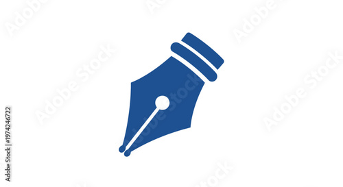 Blue fountain pen nib icon symbol on white background