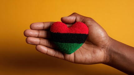 Black hand holding Pan-African flag colored heart for Juneteenth