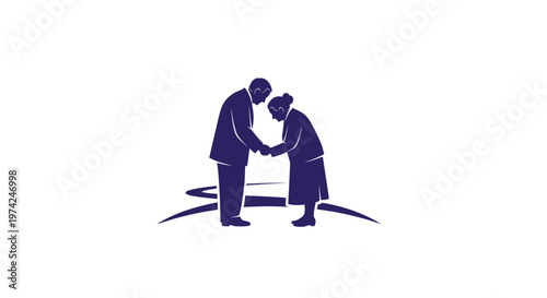 Elderly couple holding hands showing love and support