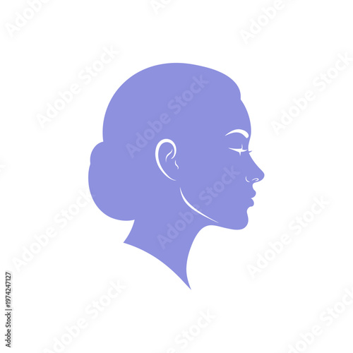 Elegant woman profile silhouette illustration with hair bun