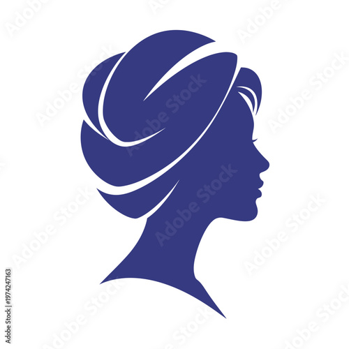 Elegant woman silhouette in profile with stylized hair bun