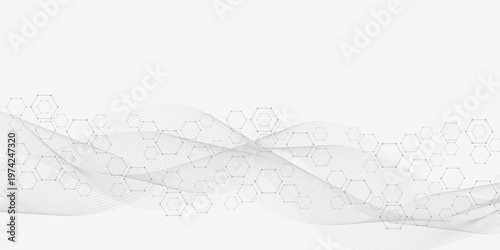 Hexagonal abstract background. Big Data Visualization. Global network connection. Medical, technology, science background. Vector illustration.