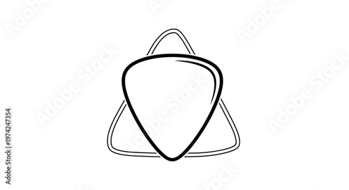 Guitar pick and triangular outline icon line art