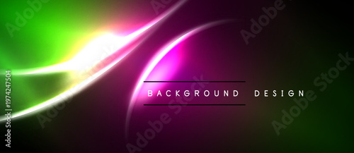 Vibrant abstract background. Green, pink, yellow hues blend smoothly. Modern design elements create dynamic visual impact. Text reads background design.