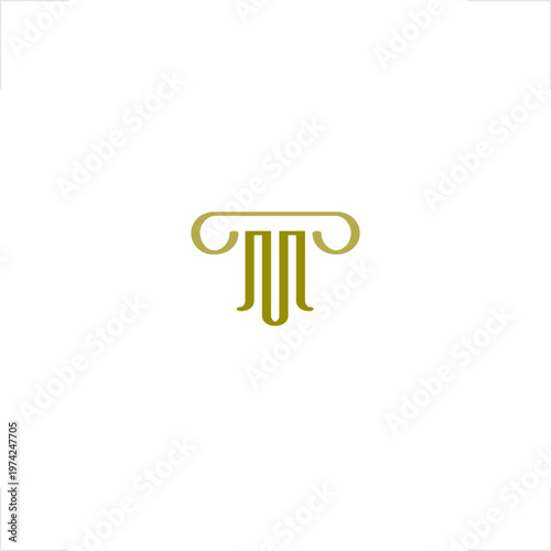 A minimalist letter M integrated with a classic pillar, representing strength and stability, ideal for law firms, accounting, architecture, and luxury real estate companies looking for professional 
